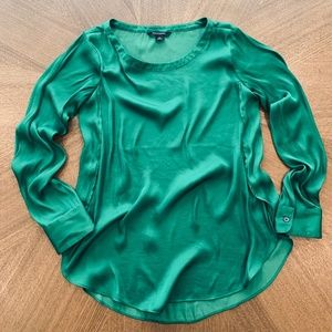 Green Silky J Crew Shirt - XS